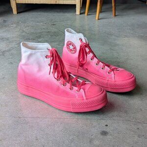 Converse All Star Chuck Taylor White Pink Ombre Gradient High Top Sneakers